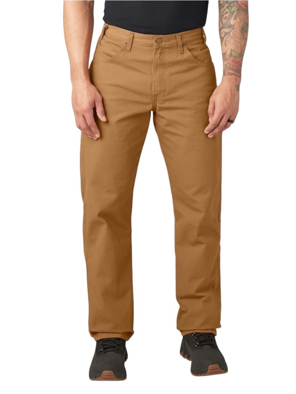 Dickies Men Relaxed Fit Carpenter Duck Jean Rinsed Brown Work-Style Pants 38x32